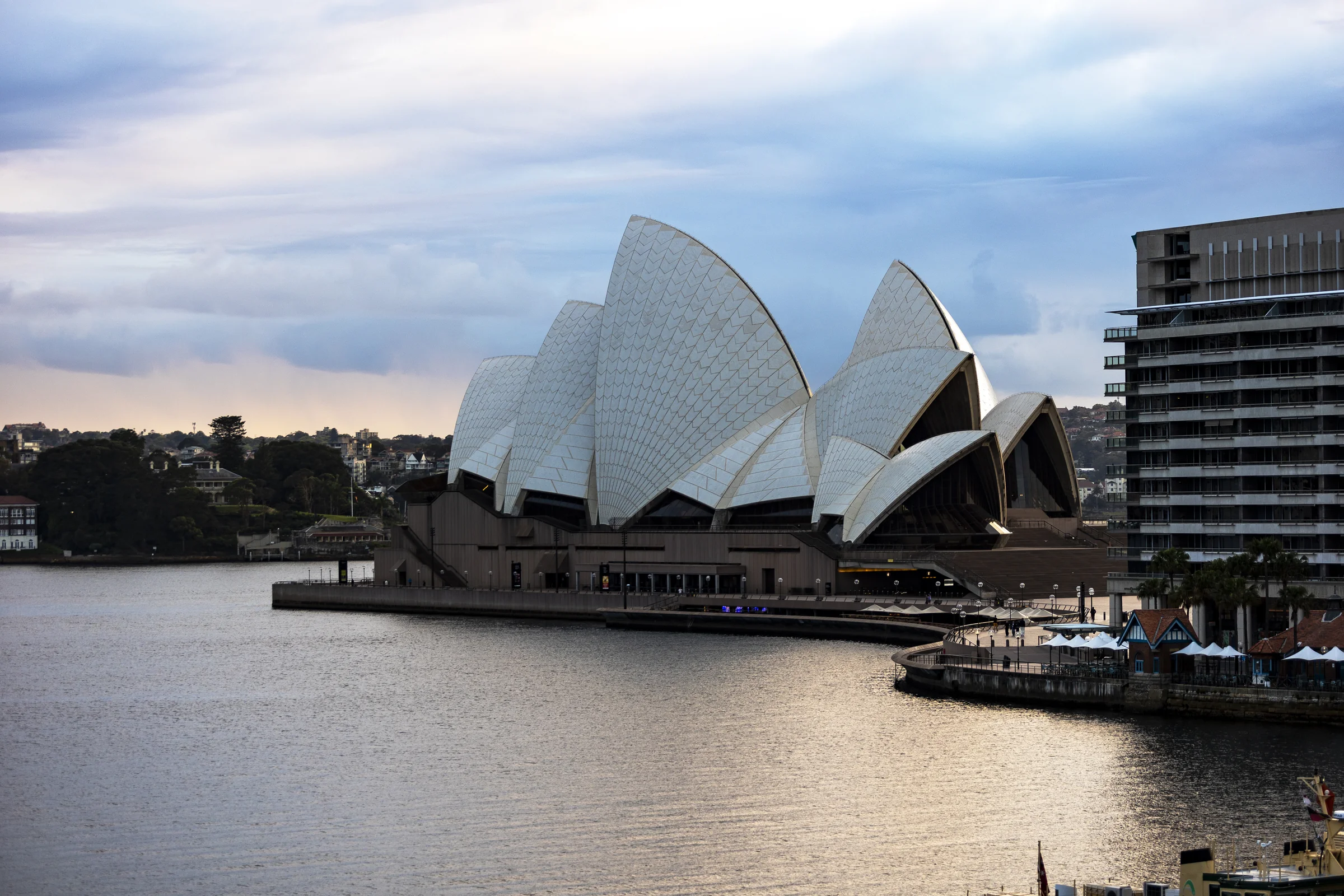 Sydney Opera House seen across the harbour from the western waterfront
