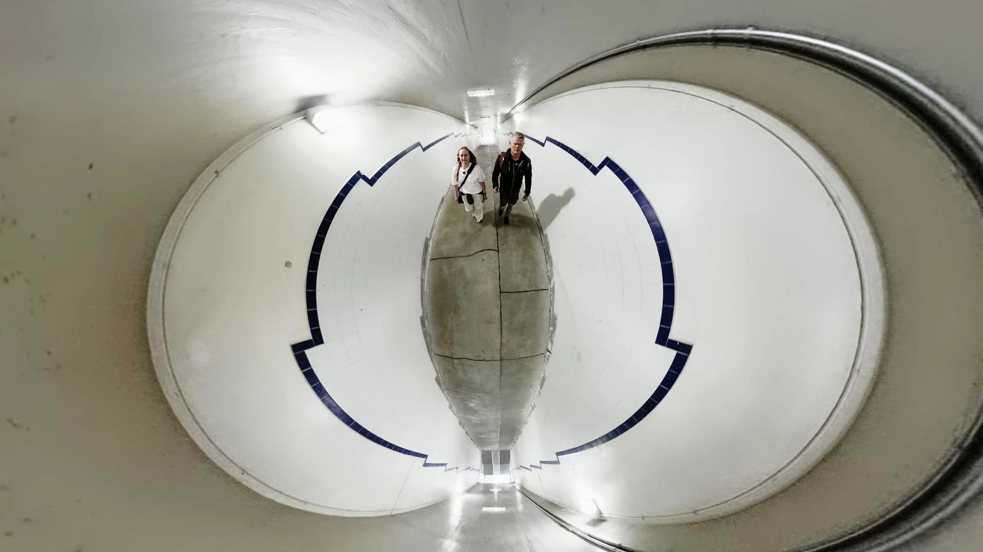 Circular 360-camera view inside a pedestrian passage