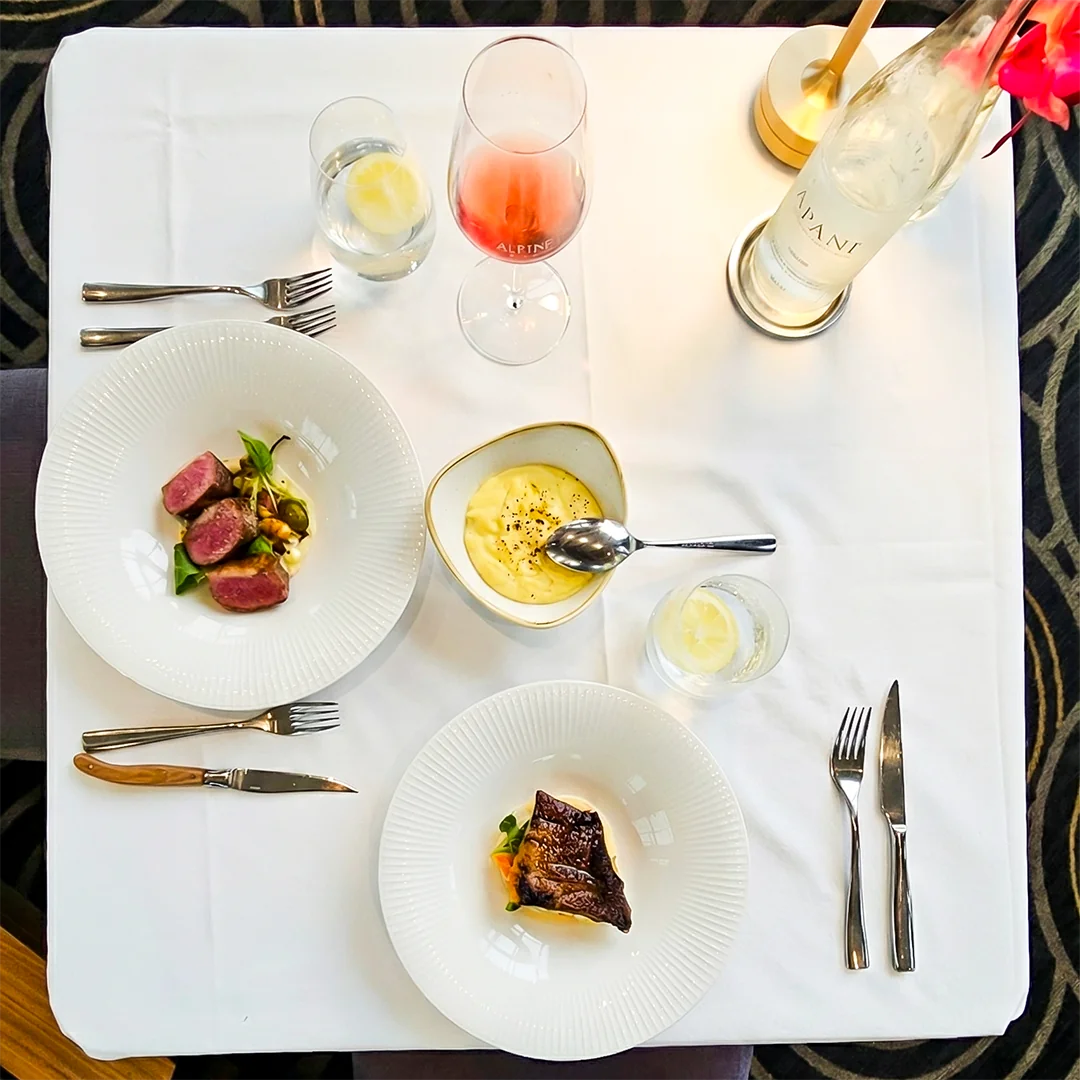 Two meals at a restaurant table