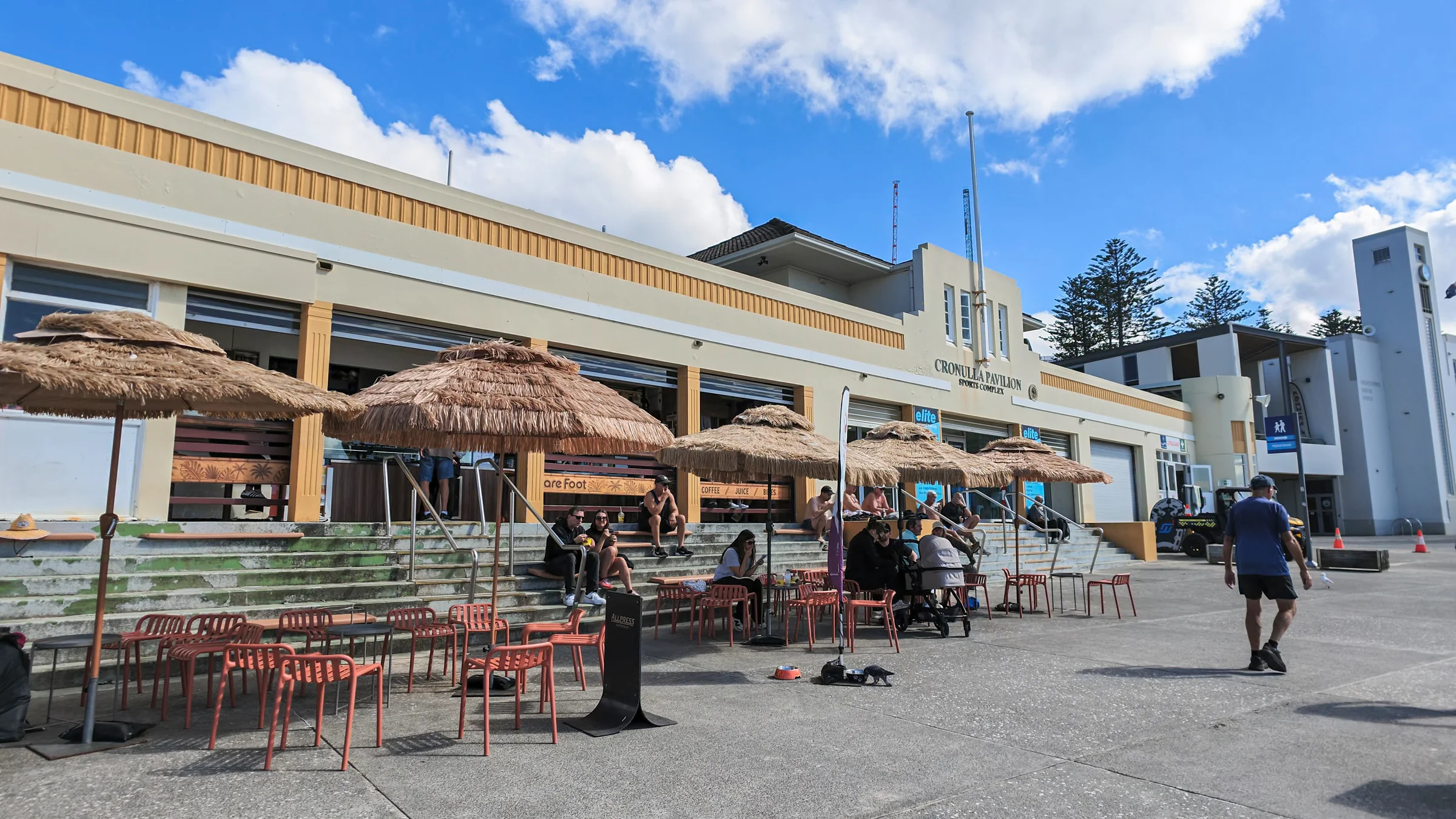Barefoot on the Beach café beneath the Cronulla Pavilion with outdoor tables